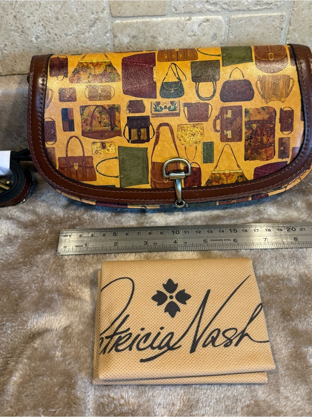 NWT Patricia Nash “Pats Closet” Vintage Handbag Leather Crossbody Bag Brown